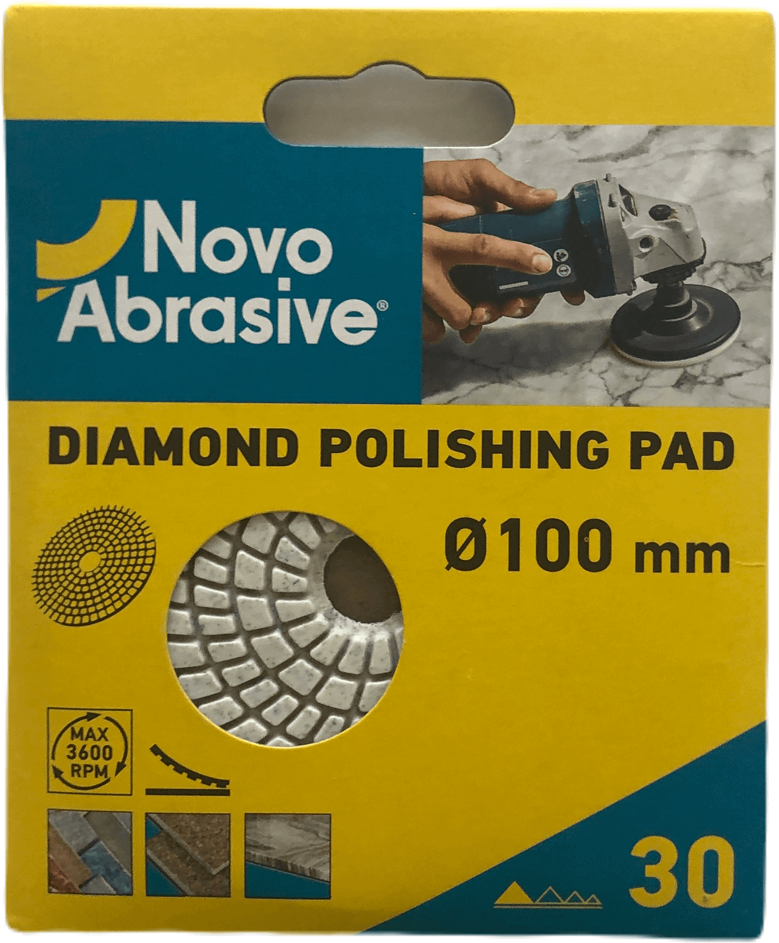Диск алмазний полірувальний NovoAbrasive 100 мм, Р30